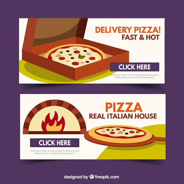 Banners of delicious pizzas