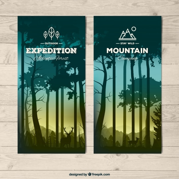 Banners of forest in realistic style