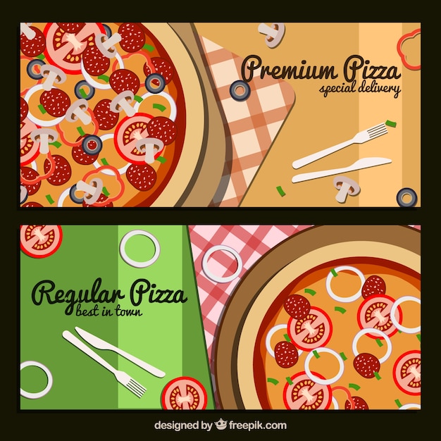 Banners of hand drawn pizza