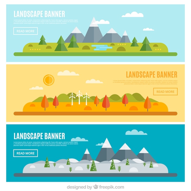 Banners of landscapes in different\
seasons