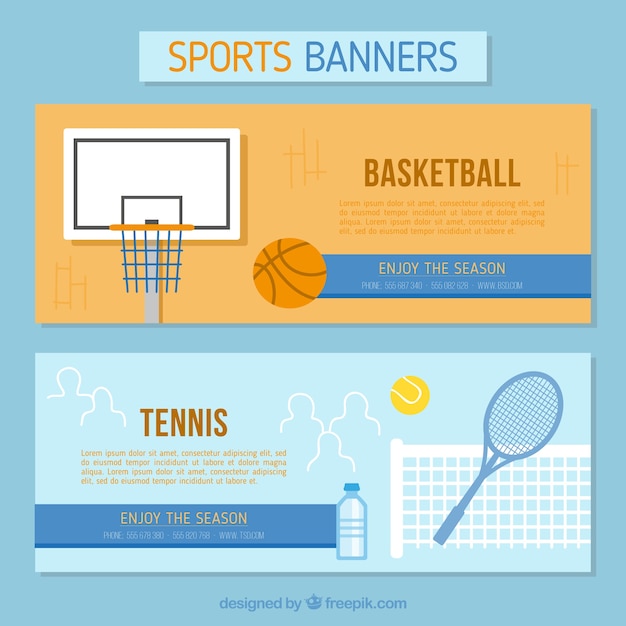Banners of tennis and basketball
