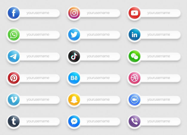 Banners popular social media lower third icons Premium Vector