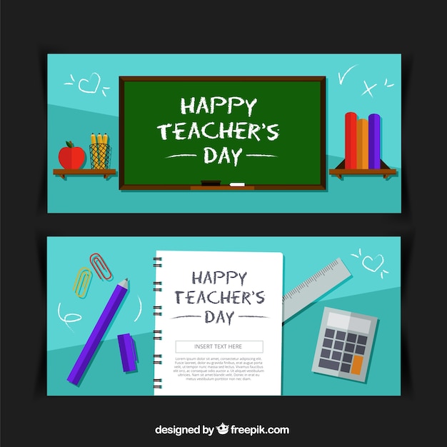 Free Vector | Banners of teacher's day celebration