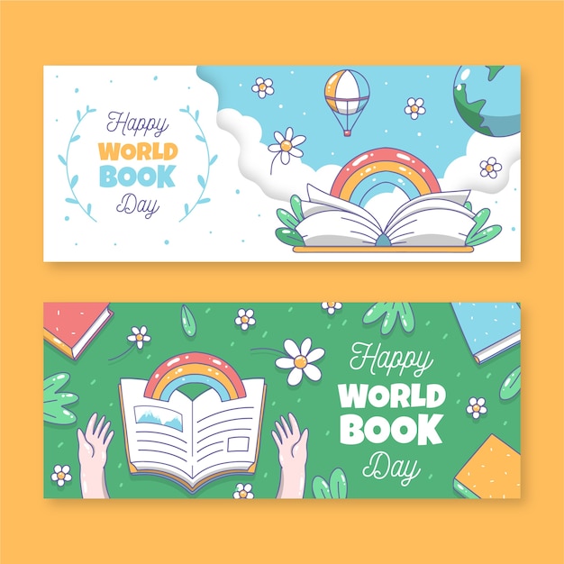 Banners template with world book day | Free Vector