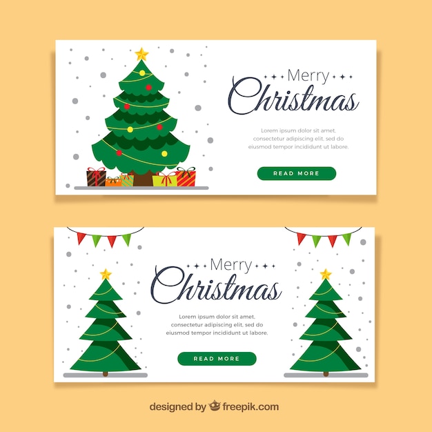 Free Vector | Banners with christmas trees