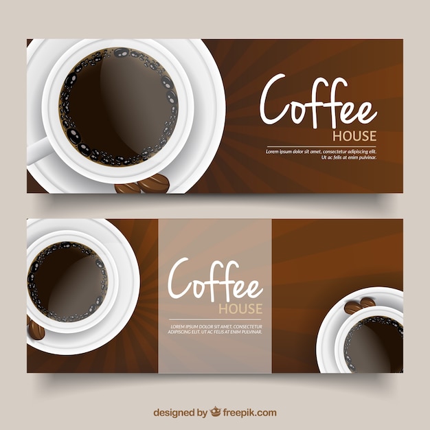 Free Vector | Banners with coffee cups