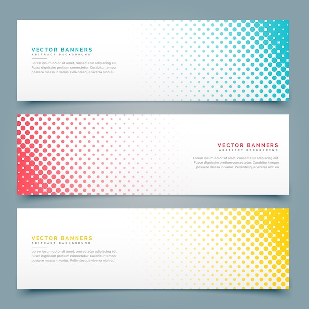 Free Vector Banners With Halftone Dots Different Colors