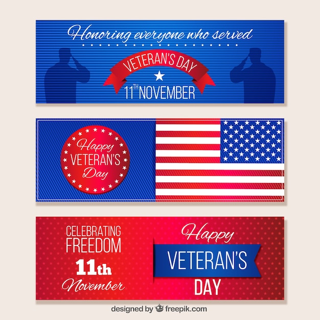 Banners with the colors of the united states
for veterans day