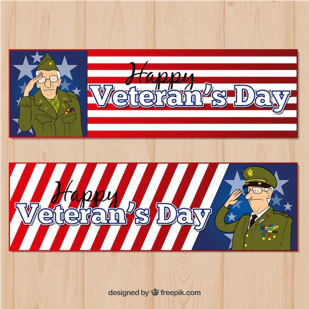 Banners with veterans day illustrations