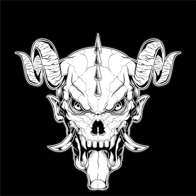 Baphomet with horn hand drawing Premium Vector