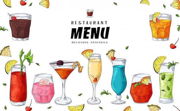 Premium Vector Bar Cocktail Drinks Illustration