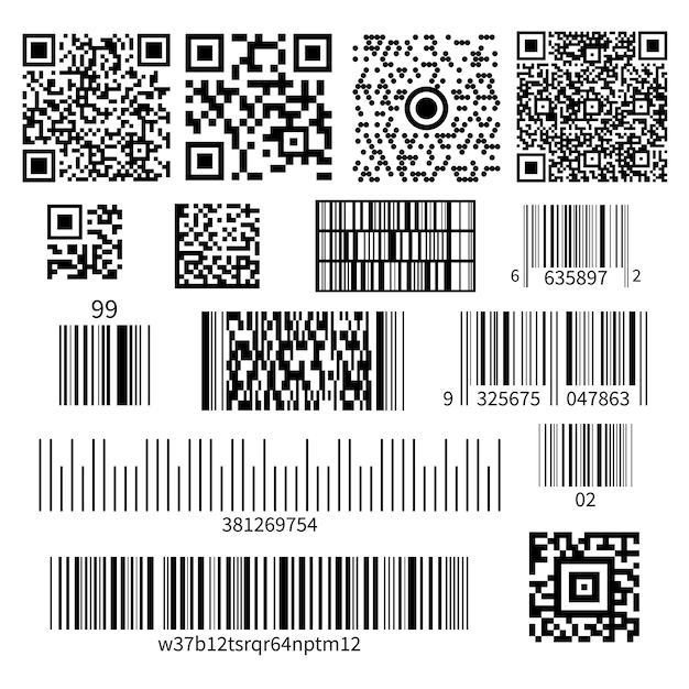 Bar code types set Free Vector