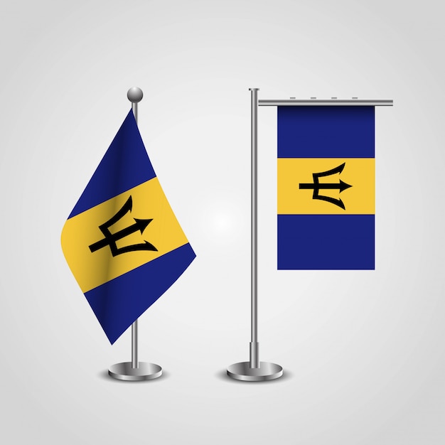 Premium Vector | Barbados country flag on pole