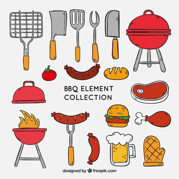 Barbecue elements collection to cook