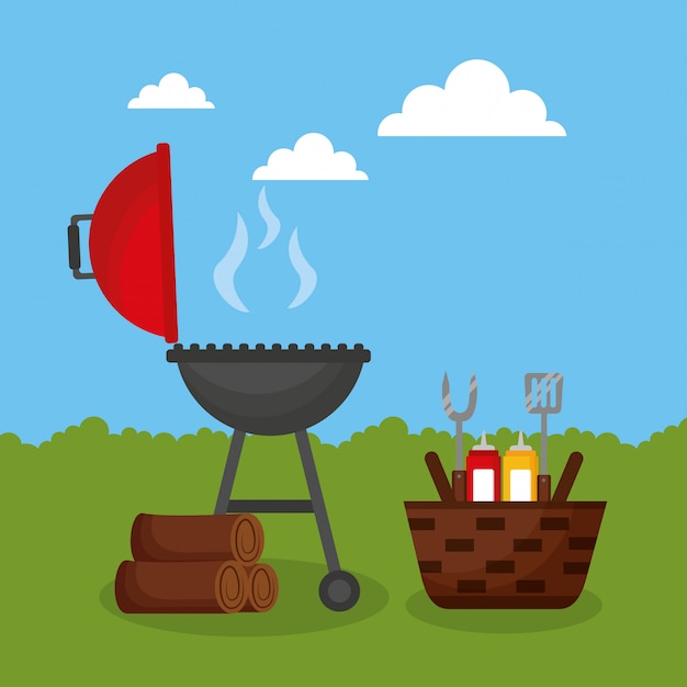 Free Vector | Barbecue grill outdoor