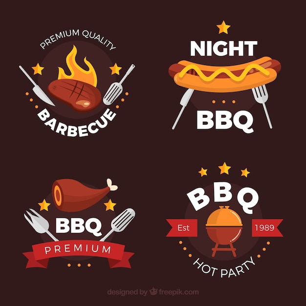 Barbecue labels collection in flat style