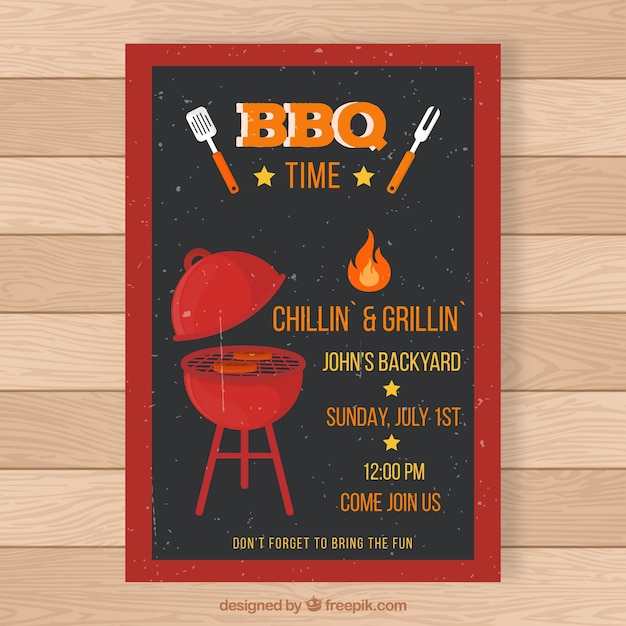 Barbecue party card in flat style