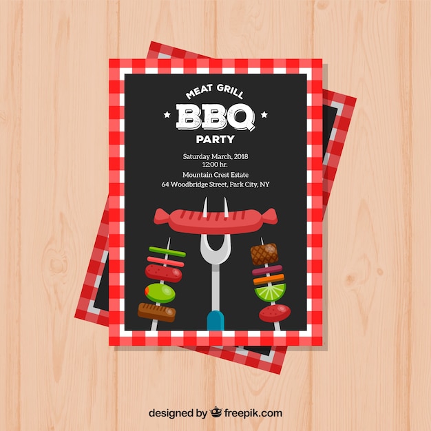 Barbecue party invitation in flat style