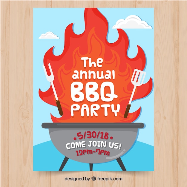 Barbecue party invitation Vector | Free Download