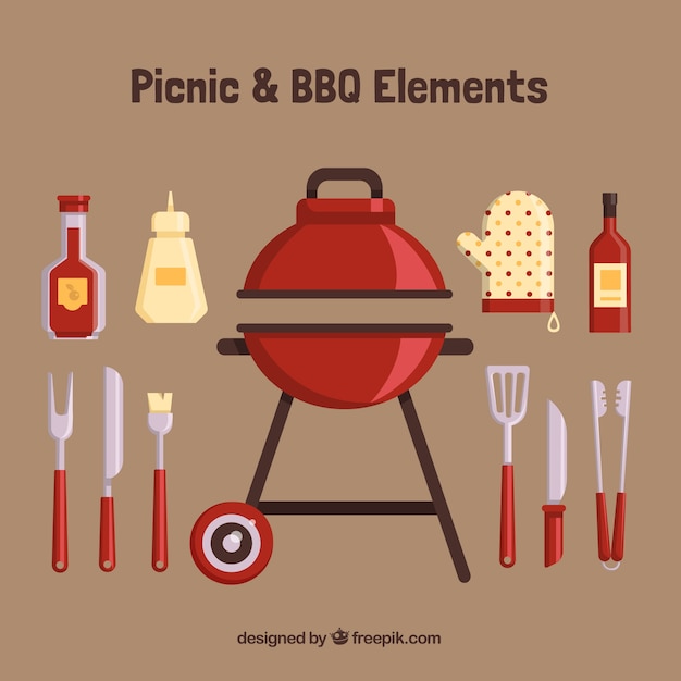 Barbecue with flat elements