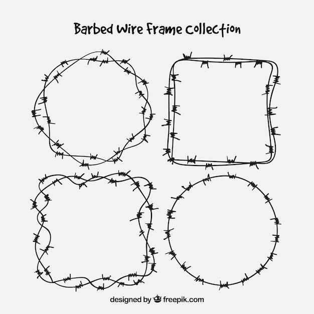 Download Barbed wire frame set of four Vector | Free Download
