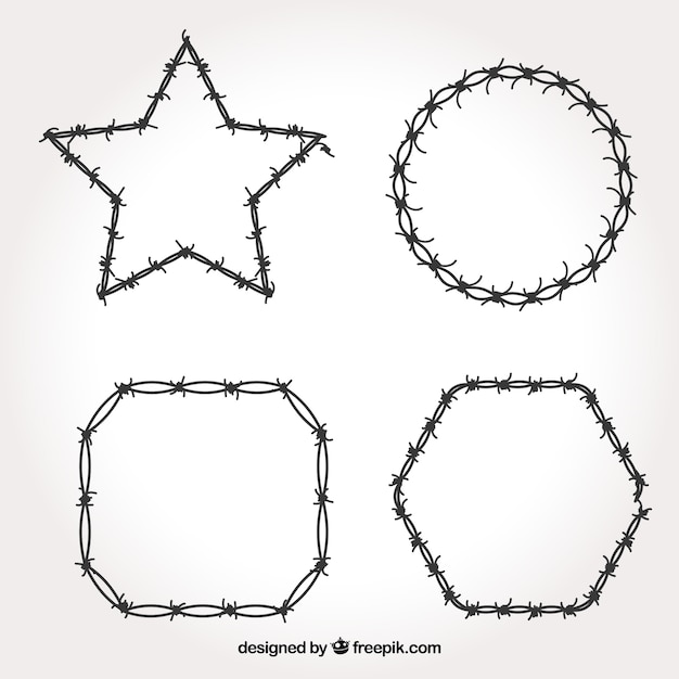Download Barbed wire frame set of different shapes Vector | Free ...
