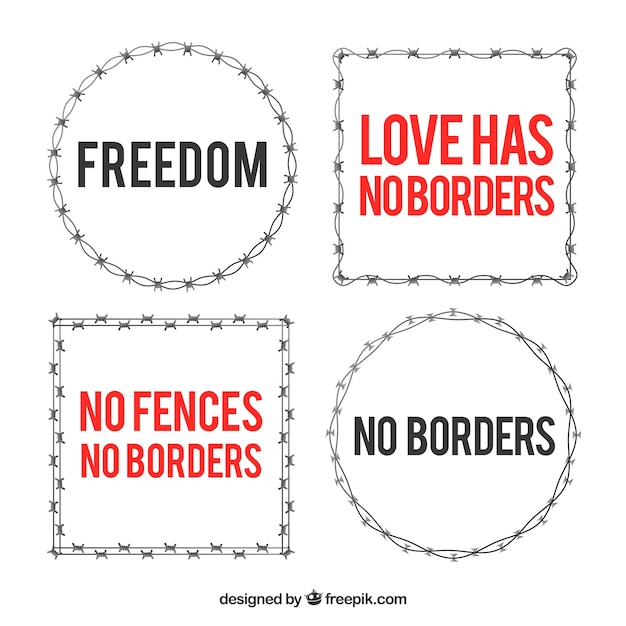 Download Barbed wire frame set with words Vector | Free Download