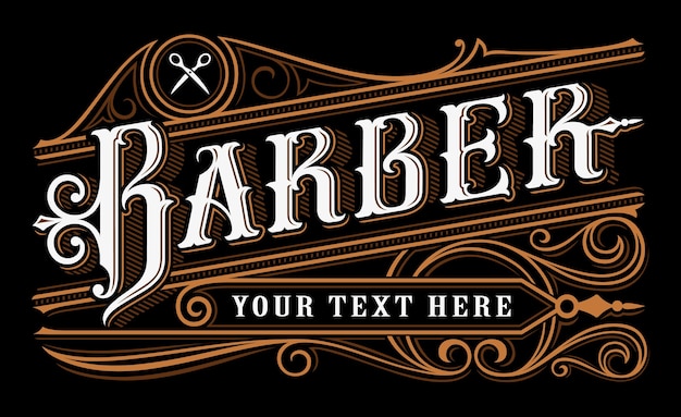 Download Premium Vector | Barber lettering . vintage logo of barbershop on dark background. all objects ...