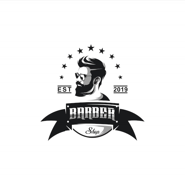 Barber shop logo design illustration Premium Vector