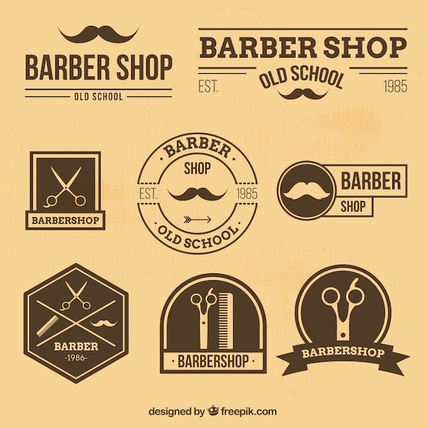 Download Free Barber Shop Logos In Retro Style Free Vector Use our free logo maker to create a logo and build your brand. Put your logo on business cards, promotional products, or your website for brand visibility.
