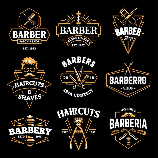Premium Vector Barber Shop Retro Emblems