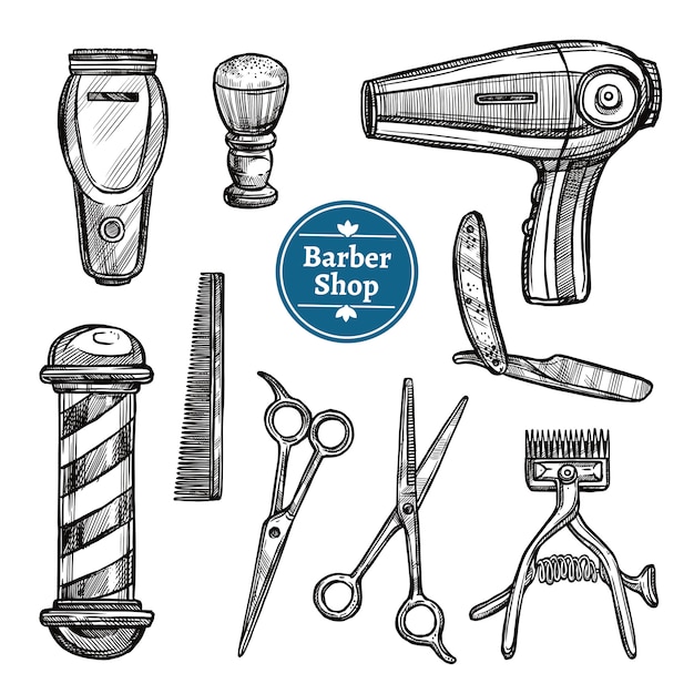 Download Free Barber Shop Set Doodle Sketch Icons Free Vector Use our free logo maker to create a logo and build your brand. Put your logo on business cards, promotional products, or your website for brand visibility.