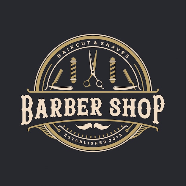 Download Free Barber Shop Vintage Logo Premium Vector Use our free logo maker to create a logo and build your brand. Put your logo on business cards, promotional products, or your website for brand visibility.