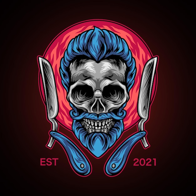 Premium Vector | Barber skull mascot