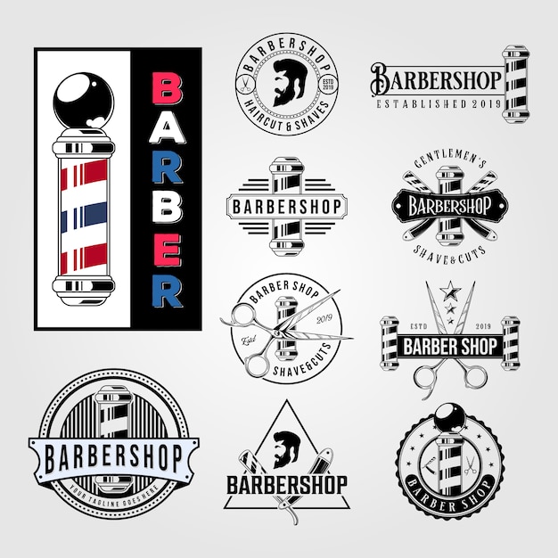 Download Free Barbershop Haircut Vintage Logo Set Premium Vector Use our free logo maker to create a logo and build your brand. Put your logo on business cards, promotional products, or your website for brand visibility.