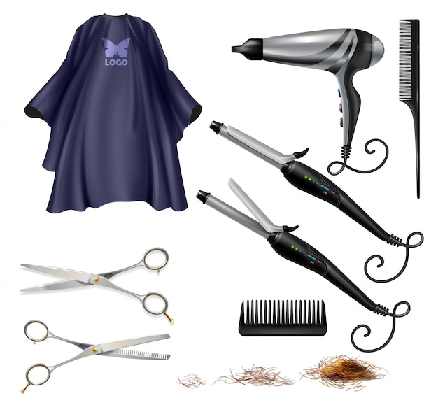 Barbershop Hairdresser Tools And Accessories Free Vector