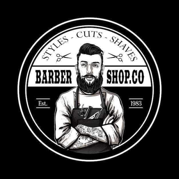 Download Barbershop logo design Vector | Premium Download