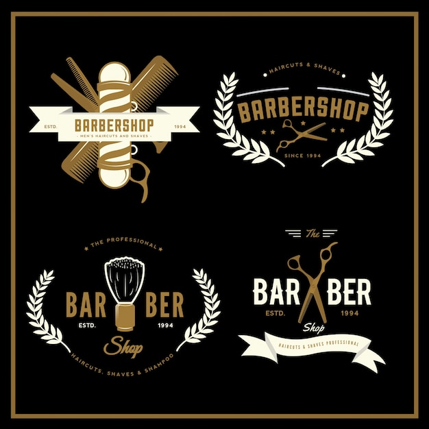 Download Free Barbershop Logos Collection With Gold White Premium Vector Use our free logo maker to create a logo and build your brand. Put your logo on business cards, promotional products, or your website for brand visibility.