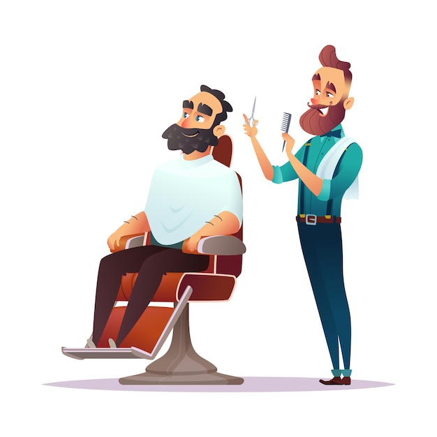 Premium Vector | Barbershop service concept cartoon characters vector ...