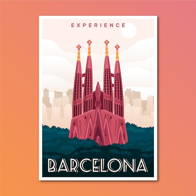 Free Vector | Barcelona holiday travel poster