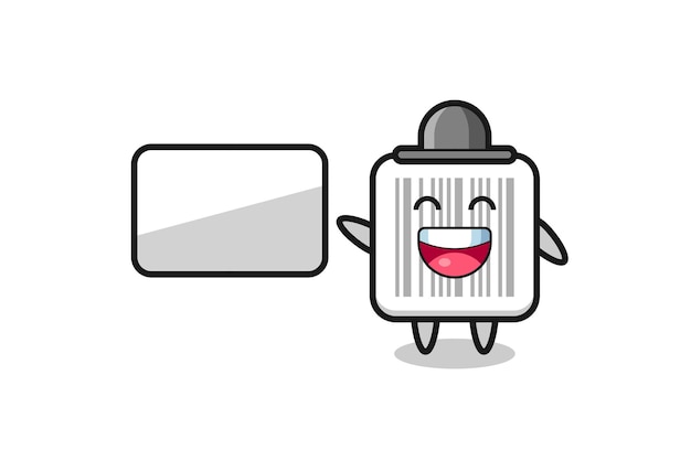 Premium Vector | Barcode cartoon illustration doing a presentation ...