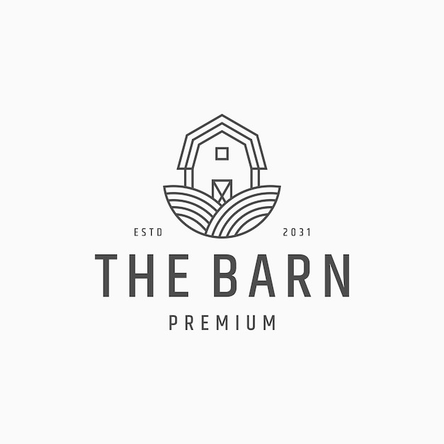 Premium Vector | Barn house line art logo icon design template