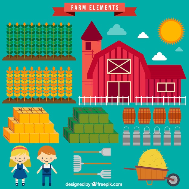 Barn With Farm Tools Vector Free Download