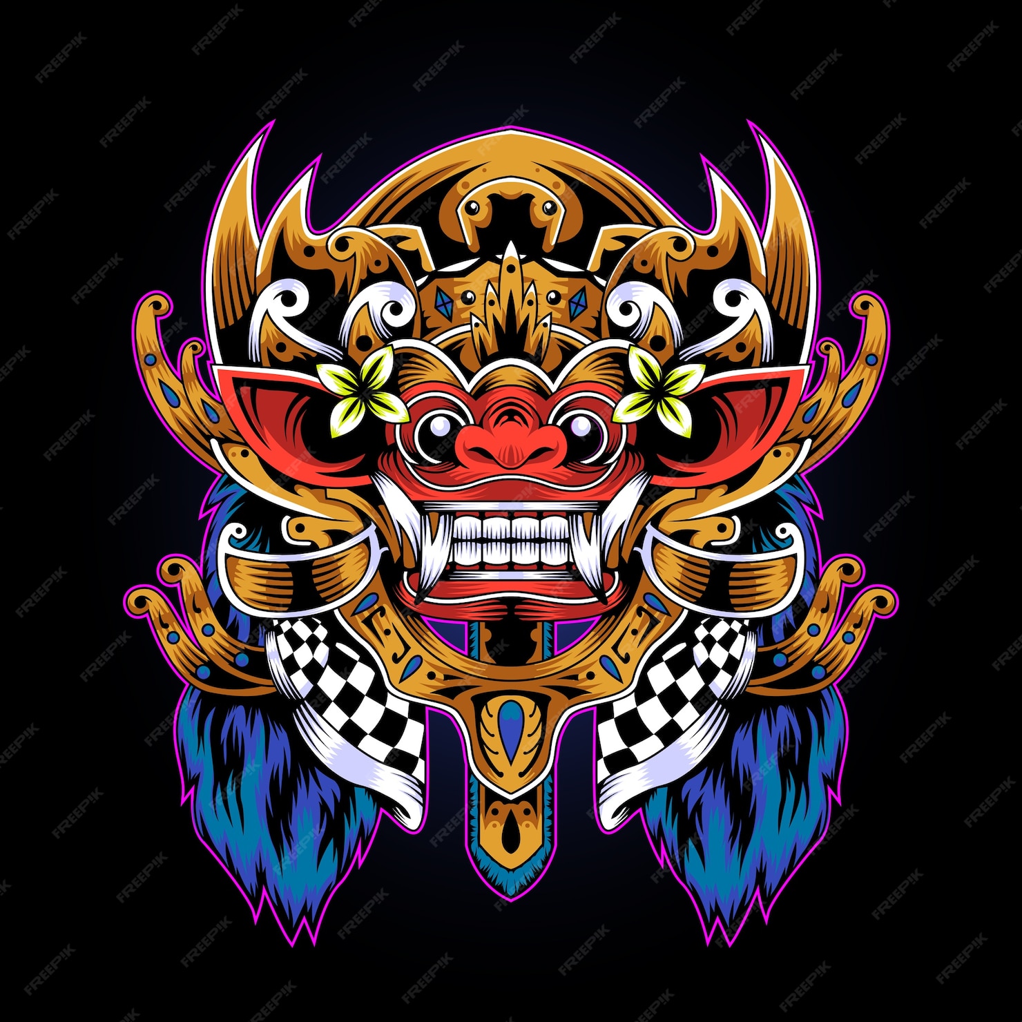 Premium Vector | Barong mask concept design