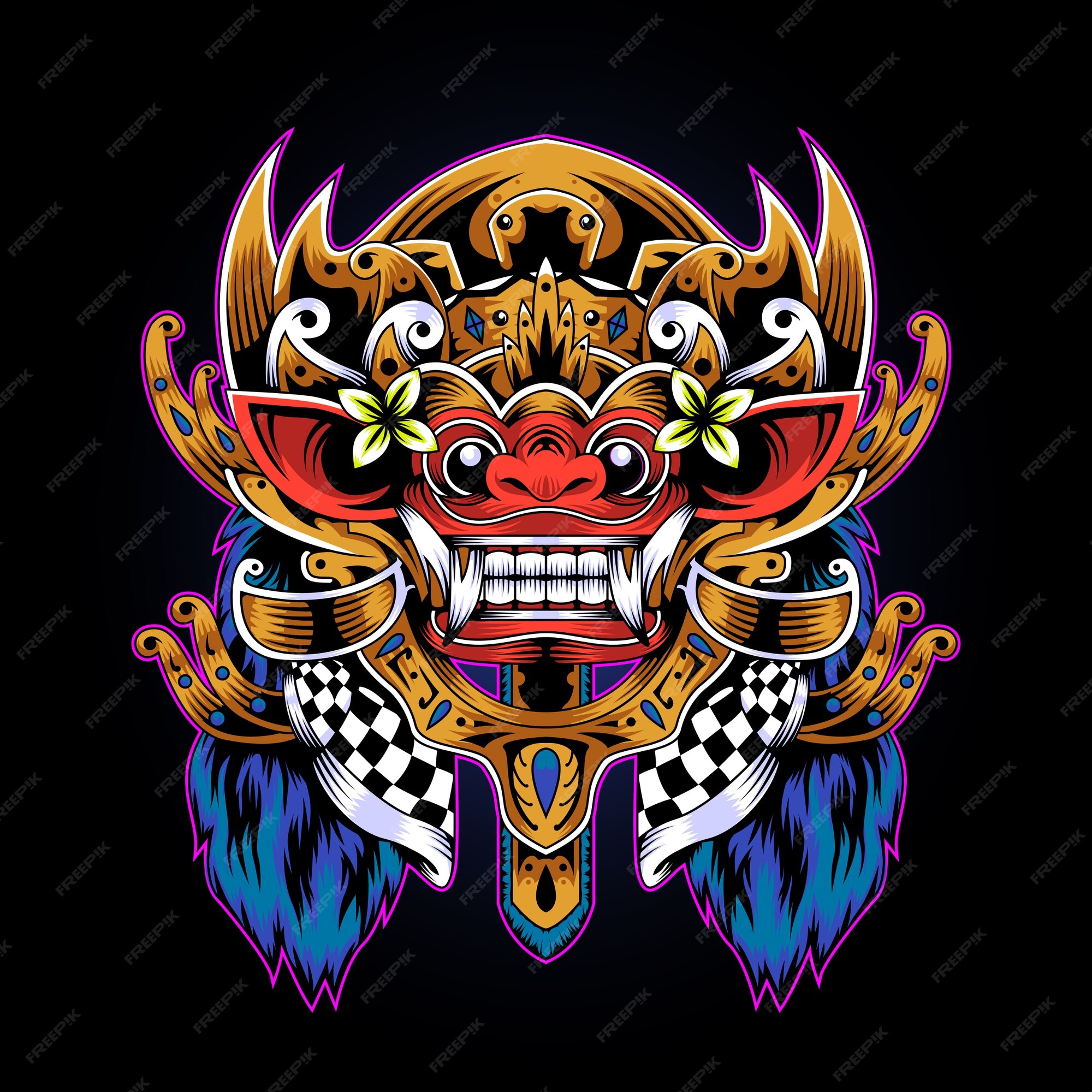 Premium Vector | Barong mask concept design