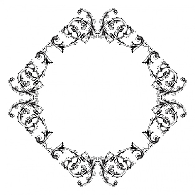 Premium Vector | Baroque floral ornamental border frame