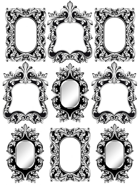 Premium Vector | Baroque Frames Set Decor