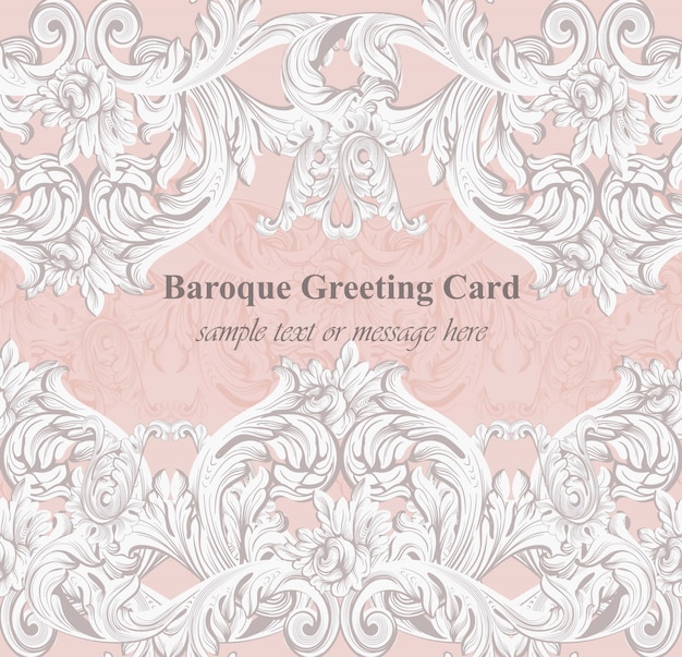 Baroque greeting card. acanthus ornament texture. vector templates Premium Vector