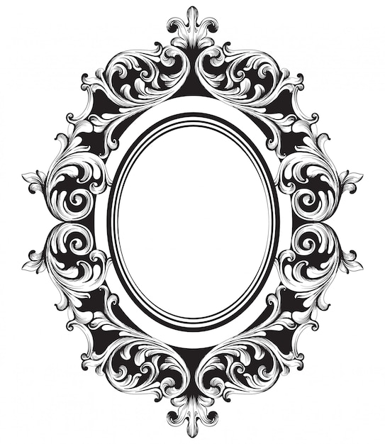 Baroque mirror frame line art Premium Vector