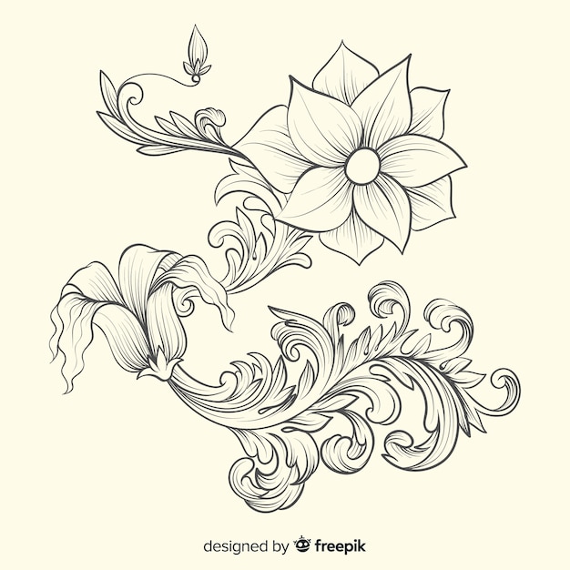 Baroque vintage flower | Free Vector